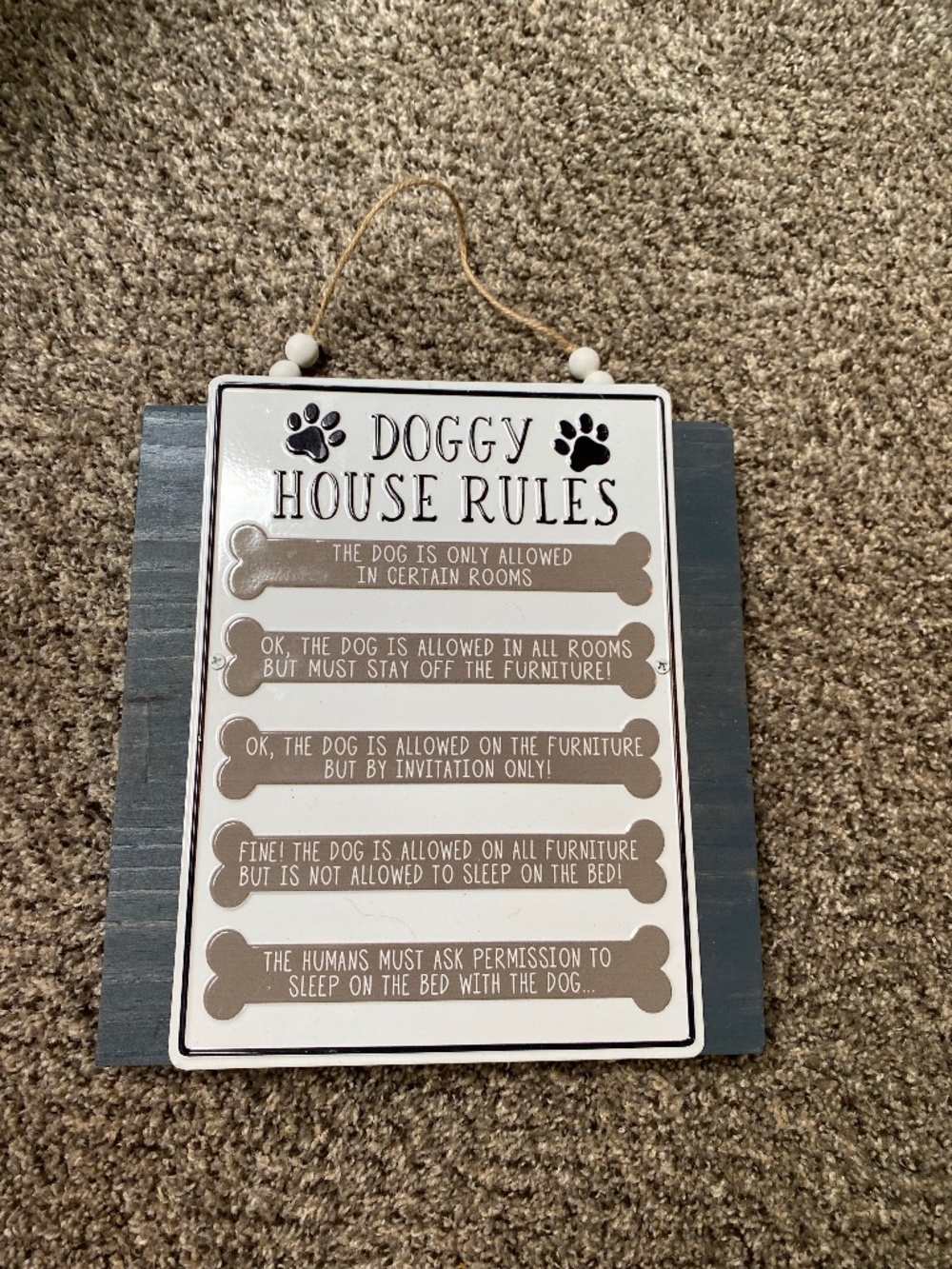 Handmade Doggy Rules metal/ wooden sign new